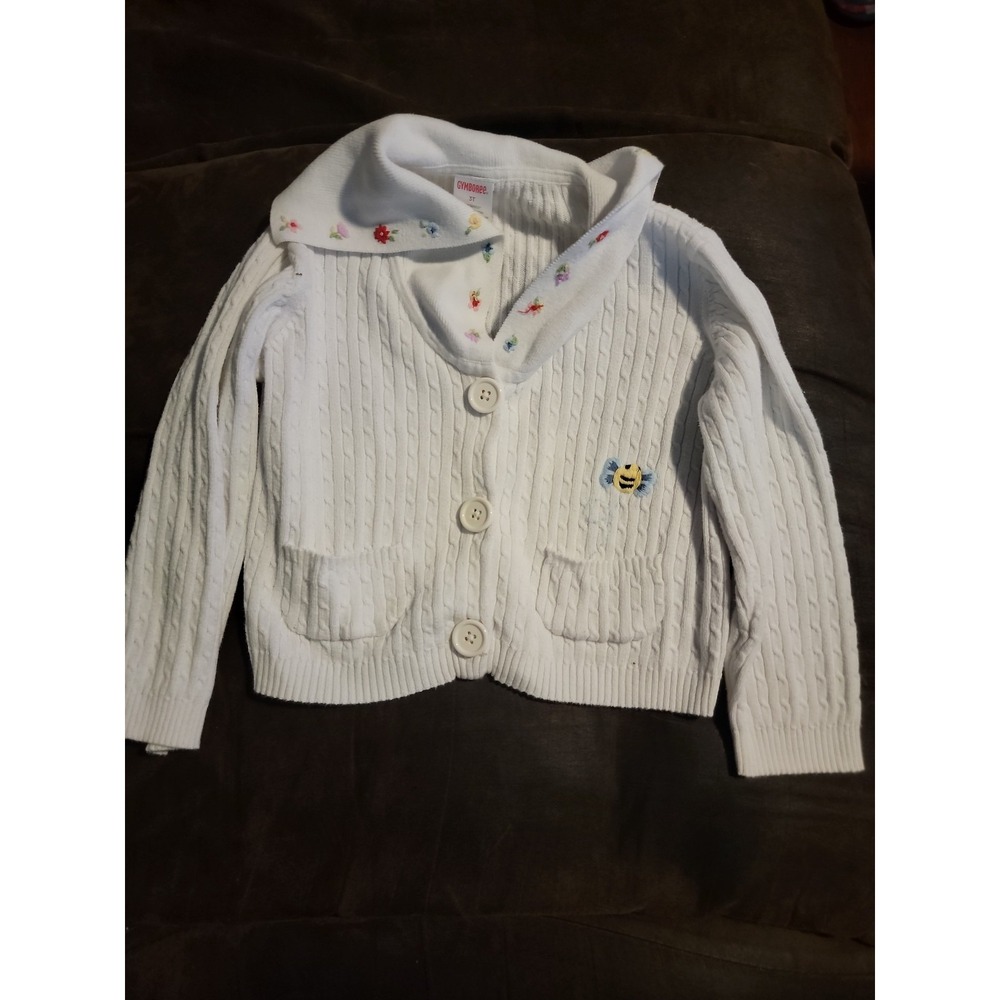 Gymboree wish you were here bee floral white sweater size 3t vintage